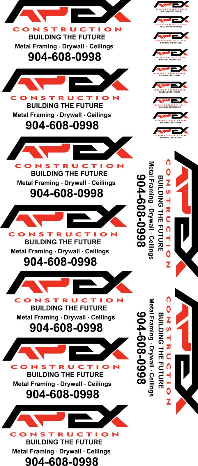 Die-cut decals for Apex Construction